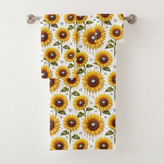 Boho-Sonnenblumen- und Diamant-Handtuch-Set Badhandtuch Set (Insitu)