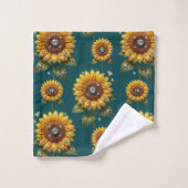 Boho-Sonnenblumen- und Diamant-Handtuch-Set Badhandtuch Set (Waschlappen)