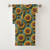 Boho-Sonnenblumen- und Diamant-Handtuch-Set Badhandtuch Set (Insitu)