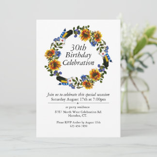 Boho Sonnenblumen Wreath Anpassbar 30. Geburtstag Einladung