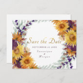 Boho Sonnenblumengold-Drehbuch Save the Date Postkarte (Vorne/Hinten)