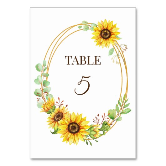 Boho Sonnenblumenkranz Tischnummer (Vorderseite)
