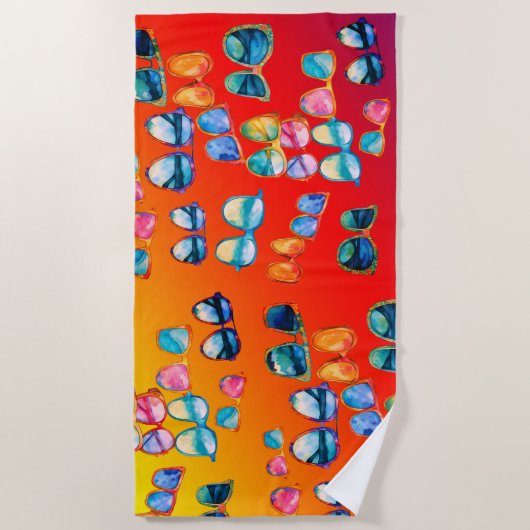 Boho Sonnenbrille Sommervibes Strandtuch (Vorderseite)