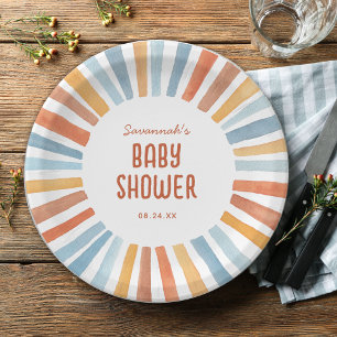 Boho-Sonnenlicht geschlechtsneutrale Babyparty Pappteller