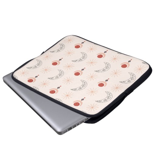 Boho Sonnenmond abstrakte Formen dekorative Linien Laptopschutzhülle (Vorne Knopf)