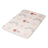 Boho Sonnenmond dekorative Linie Kunst abstrakte F Badematte (Schrägansicht)