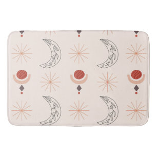 Boho Sonnenmond dekorative Linie Kunst abstrakte F Badematte