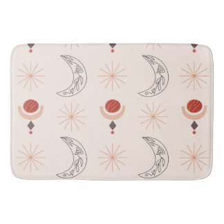 Boho Sonnenmond dekorative Linie Kunst abstrakte F Badematte