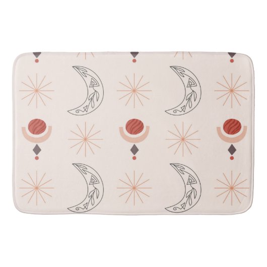 Boho Sonnenmond dekorative Linie Kunst abstrakte F Badematte (Vorderseite)