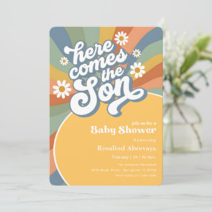 Boho-Sonnenschein, hier kommt der Sohn - Retro-Bab Einladung