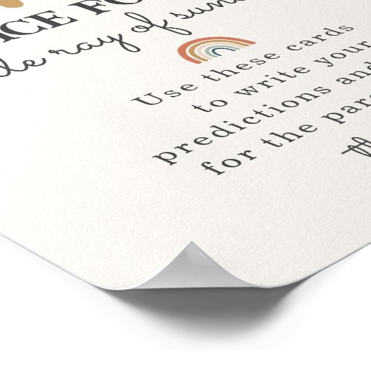 Boho Sonnenschein Hinweis für Babydusche Party Sch Poster (Ecke)