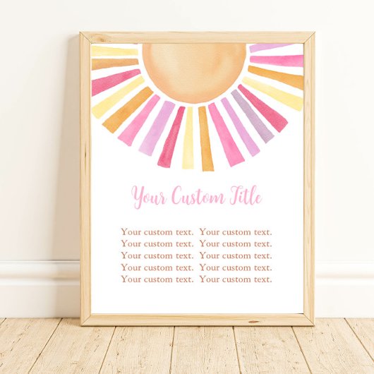 Boho Sonnenschein-Schild Sonne pink gelb orange Poster