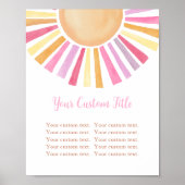 Boho Sonnenschein-Schild Sonne pink gelb orange Poster (Vorne)