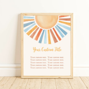 Boho Sonnenschein-Schild Sonnenblau Poster