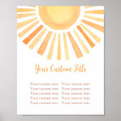 Boho Sonnenschein-Schild Sonnengelb-orange weiß Poster (Vorne)