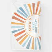 Boho Sonnenschein Sonne Terrakotta Geburtstag Banner (Vertikal)