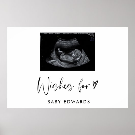 Boho Sonogram Gender Neutral Baby Shower Guestbook Poster (Vorne)