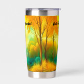 Boho Soul enthüllt Grün und Gelb Monogramm | Thermobecher (Links)