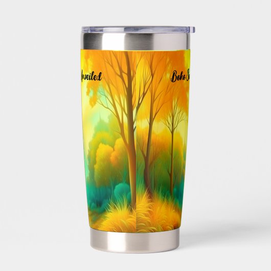 Boho Soul enthüllt Grün und Gelb Monogramm | Thermobecher (Links)