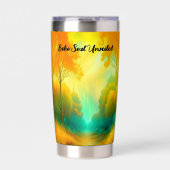 Boho Soul enthüllt Grün und Gelb Monogramm | Thermobecher (Vorderseite)