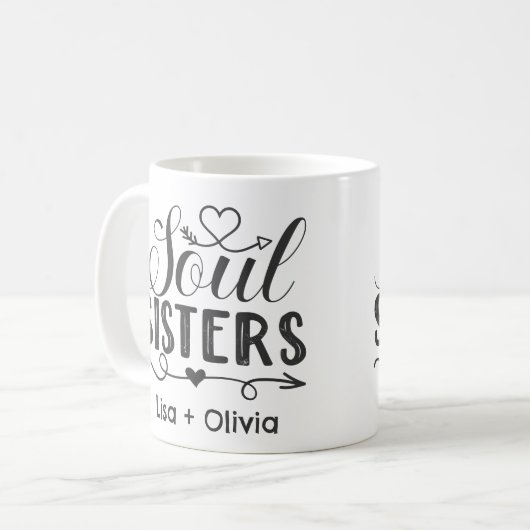 Boho Soul Sisters Individuelle Name Bester Freund Kaffeetasse (Vorderseite Links)