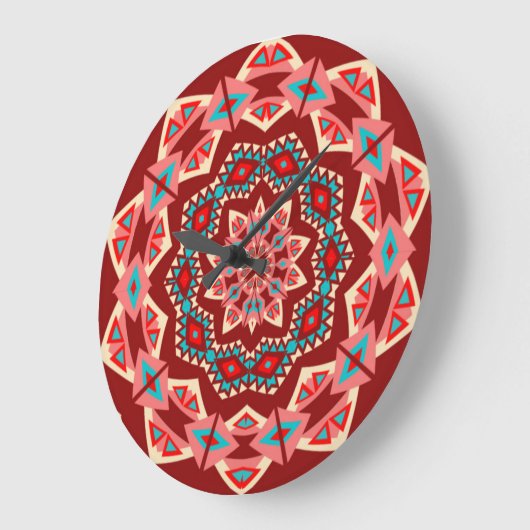 Boho Southwest Mandala Große Wanduhr (Winkel)