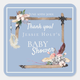 Boho Southwestern Chambray Baby Shower Quadratischer Aufkleber
