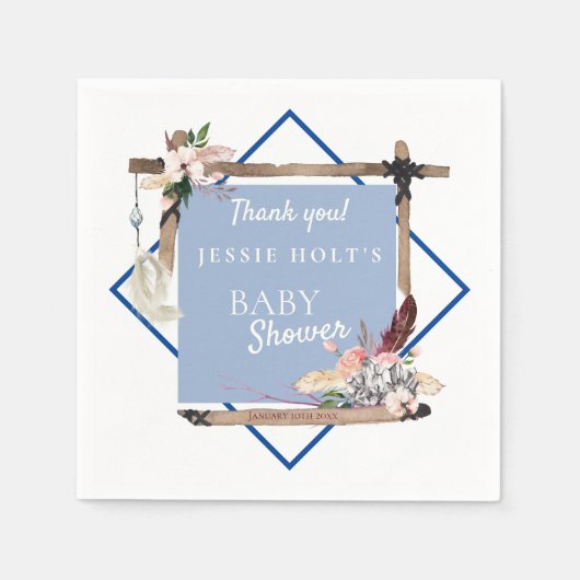 Boho Southwestern Chambray Baby Shower Serviette (Vorderseite)