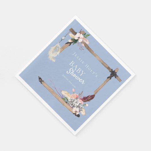 Boho Southwestern Chambray Baby Shower Serviette (Ecke)