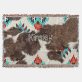 Boho Southwestern Cowhide Aztec Decke (Vorderseite)