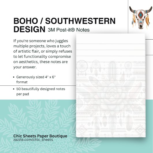Boho/Southwestern Design 3M Post-it® Notizen