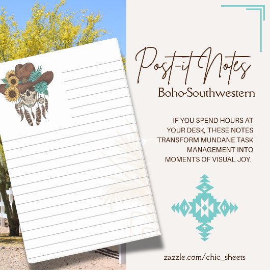 Boho-Southwestern Style Flair linierte 3M Post-it Klebezettel