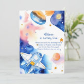 Boho Space Kindergeburtstag Einladung (Stehend Vorderseite)