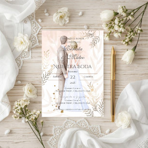 Boho Spanisch mit Braut und Bräutigam Hochzeit Einladung
