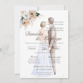 Boho-Spanisch mit Braut und Bräutigam Hochzeit Einladung (Vorderseite)