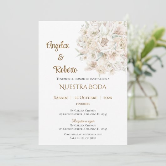 Boho spanische Hochzeitseinladung Einladung (Stehend Vorderseite)