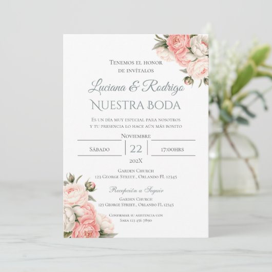 Boho spanische Hochzeitseinladung Einladung (Stehend Vorderseite)