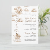 Boho Spanish Baptisl Girl Einladung (Stehend Vorderseite)