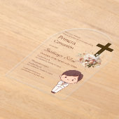 Boho Spanish First Holy Communion Acryleinladungen (Ablage )