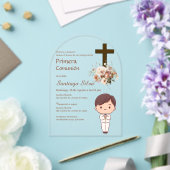 Boho Spanish First Holy Communion Acryleinladungen (Insitu (Hochzeit))