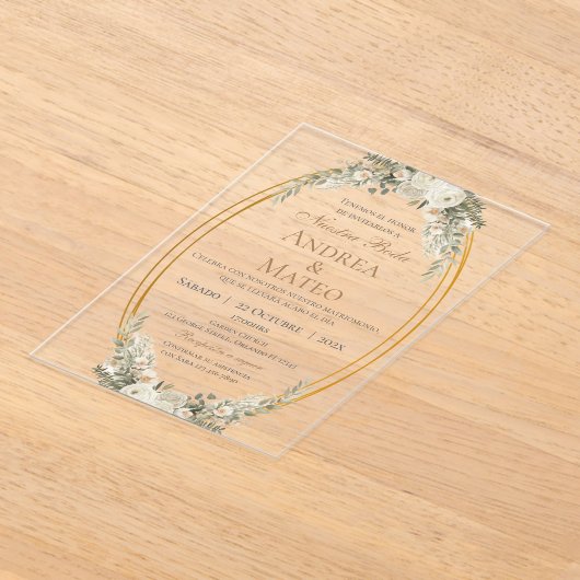 Boho Spanish Wedding Acrylic Invitation Acryleinladungen (Ablage )