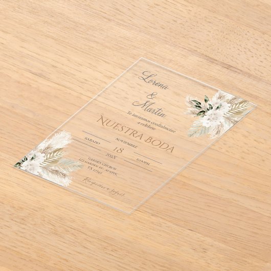 Boho Spanish Wedding Akryllische Einladung (Ablage )