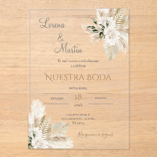 Boho Spanish Wedding Akryllische Einladung