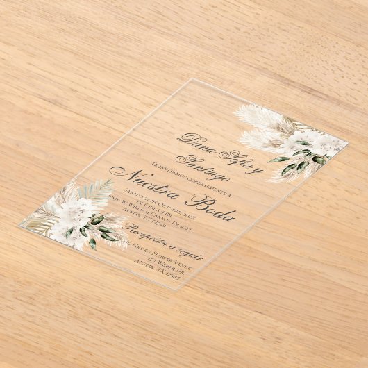 Boho Spanish Wedding Akryllische Einladung (Ablage )