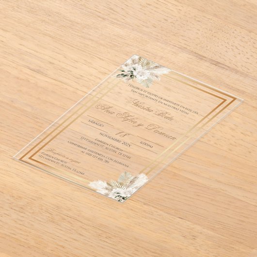 Boho Spanish Wedding Akryllische Einladung (Ablage )