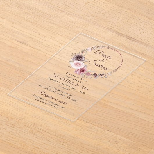 Boho Spanish Wedding Akryllische Einladung (Ablage )