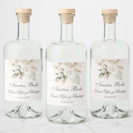 Boho Spanish Wedding Alkoholflaschenetikett (Flaschen)
