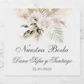 Boho Spanish Wedding Alkoholflaschenetikett (Einzelnes Label)