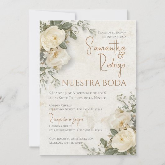 Boho Spanish Wedding Invitation Einladung (Vorderseite)