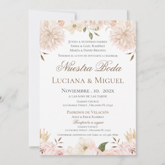 Boho Spanish Wedding Invitation Einladung (Vorderseite)